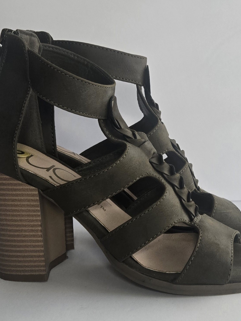 Sugar Olive Green Strappy Block Heel Sandals